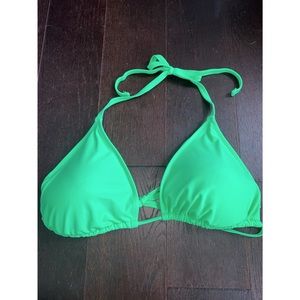 Neon green triangle bikini top